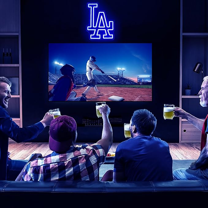 LA Baseball Neon Sign, Los Angeles Cool Light Up Dimmable LA Team Logo Hanging Led Neon Sign for Baseball Wall Decor Art, Bedroom, Party, Man Cave, Garage, Birthday Christmas Gift for Baseball Fans