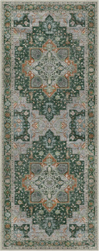 GENIMO 2x5 Runner Rugs for Hallway, Machine Washable Non Slip Vintage Rugs, Low Pile Lightweight Soft Print Rug for enrtyway, Corridor, Home Office, Kitchen,Pine Green