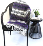 Del Mex Classic Mexican Blanket, Large Authentic Woven Falsa Throw (70"x50"), Artisan Southwest Décor for Beach, Yoga, Outdoors (Purple)