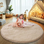 Fluffy Round Area Rugs for Bedroom,4'X4'Shag Circle Area Rugs for Girls Room,Non Slip Fuzzy Plush Rug for Kids Room Living Room and Dorm Home Decor Rug