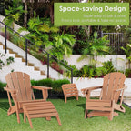 GREENVINES Adirondack-Ottoman | Set of 2 | HDPE Plastic | Outdoor Footrest | All Weather | Foot Rest | Foot Stool | Teak | for Adirondack Chair | for Patio Backyard Pool