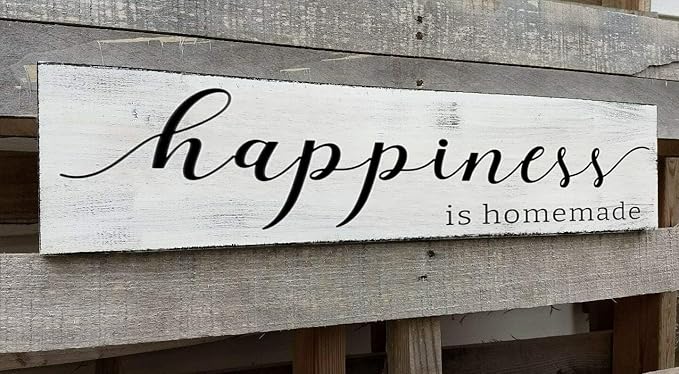 Happiness is Homemade Sign, Farmhouse Kitchen Sign,Rustic Wooden Kitchen Wall Decor for Dining Room (Happiness) 6x16 Inch