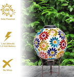Sunnydaze 10 inch Solar Gazing Ball for Garden - Glass Outdoor Gazing Globe - Midsummer Dahlias - Set of 2