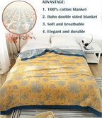 MSGKV Boho Throw Blanket Summer Blanket 100% Cotton Boho Couch Cover,Versatile Knit Woven Blankets,Super Soft Warm & Decorative Blanket for Chair Bed Sofa and Living Room,60''Wx 80''L