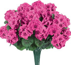 Hananona Artificial Geranium Flowers for Outdoors Geranium Silk Flowers Outdoor UV Resistant Garden Plants Faux Flowers for Home Kitchen Table Centerpieces Decor (12, Rose Red)