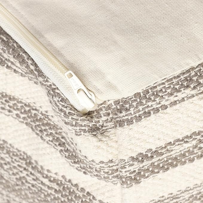 REDEARTH · Tufted Pouf Ottoman with Filler Textured Storage Cube Bean Bag Pouffe Footrest for Living Room, Bedroom, Nursery, Kidsroom; 100% Cotton (17.5"X17.5"X17.5", Melange Delight Taupe)