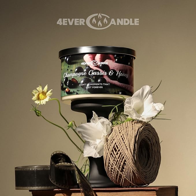 Over 50 Hours Jar Candle - 4-Wick Long-Lasting Scented Candles, 18oz Natural Soy Wax Candle for Home, Candle Gifts for Women & Men, Champagne Cassis & Honey