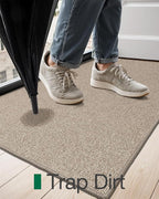 LUMI Indoor Door Mat 17"x30", Ultra Thin Low Profile Non-Slip Doormat for Home Entrance, Absorbent & Stain-Resistant Welcome Mats, Washable Entryway Mat for Front Door, Patio, Porch, Khaki