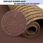 Custom Size Backed Non-Slip Area Rugs Runner, Easy Clean, Waterproof Runner Rugs for Hallway Entryway, Kitchen, Laundry, 2FT x 73FT, Brown Stripe