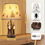Rustic Antler Table Lamp Set of 2 – Touch-Control 3‑Level Dimming, Dual Light Source with Glowing Antler Night Light, USB‑C & USB‑A Charging Station, Bedroom & Living Room DécorLiving Room