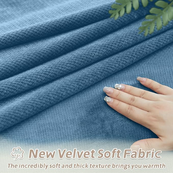 Arfntevss Sectional Recliner Couch Covers Velvet Corner Sectional Sofa Cover for Reclining Couch Stretch Soft L Shape Recliner Slipcover Thick U Shaped Washable Protector (5 Seat Cover, Light Blue)