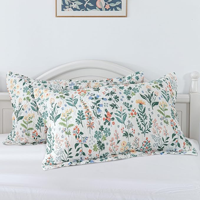 Travan 3-Piece Quilt Set Quilted Bedspread Lightweight Coverlet Set Garden Style Floral Printed Oversized Quilted Bedding Set with Shams for All Season, Exquisite, King Size