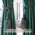 Fenghuangwu Curtain Tiebacks Handmade Elegant Curtain Tie Backs Holdbacks with Tassel for Home Office Decor 2 Pack - Black
