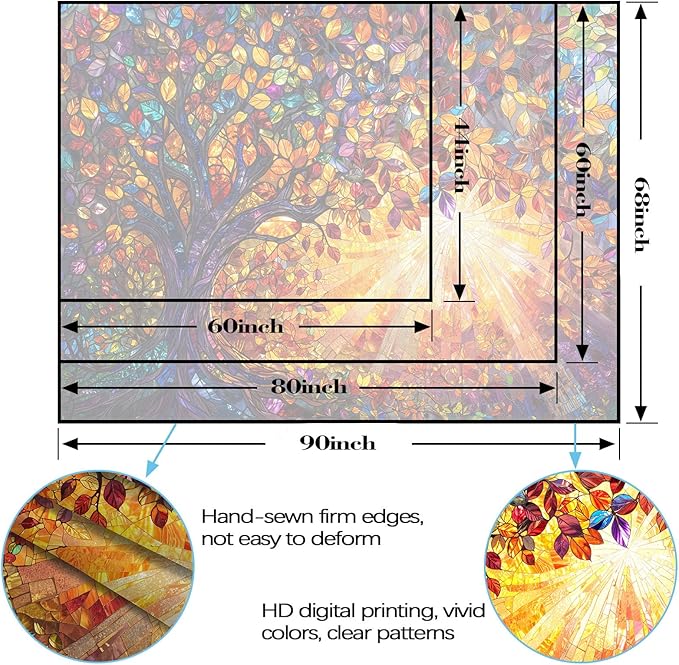 Lunerfex Tree of Life Tapestry Stained Glass Tapestry Wall Decor Tapestries for Bedroom Art Tapestries Wall Hanging for Bedroom Living Room Glass-Tree-03 70"x90"