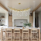 Modern Crystal Gold Chandelier, 55" Large Rectangular Oval Tree Branch Crystal Chandeliers for Dining Room,16-Light Flush Mount K9 Crystal Chandeliers, for Kitchen Island,Dining Room
