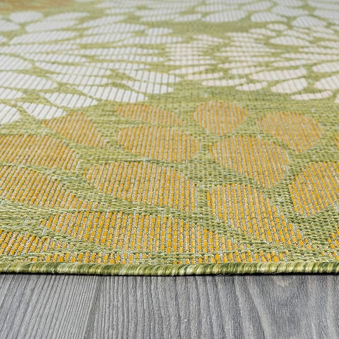 Beverly Rug Outdoor Rug 6x9 Modern Exotic Tropical Leaf Area Rugs for Indoor and Outdoor Patio Deck Porch Garden Water Resistant Washable Outside Carpet (6 x 9 Green)