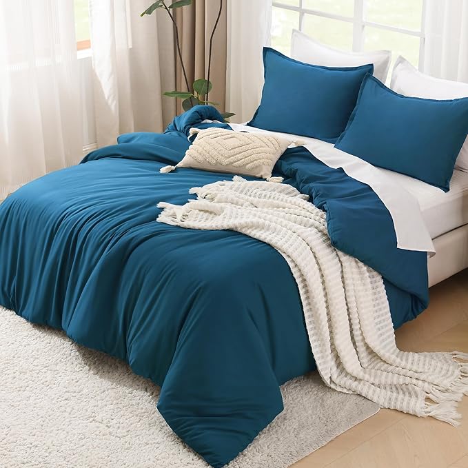 Litanika Teal Twin/Twin XL Comforter Set, 2 Pieces Turquoise Lightweight Solid Bedding Comforter Set, All Season Fluffy Bed Set (66x90In Comforter & 1 Pillowcase)