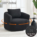 Swivel Accent Chair,360° Rotating Barrel Chair,Teddy Fleece High-Resilience Sponge Single Sofa, Easy Assembly for Living Room, Bedroom, Apartment Black