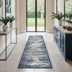 GENIMO Runners for Hallways，2x6 Washable Runner Rug Non-Slip, Long Runner Rugs with Rubber Backing, Low Pile Lightweight Rugs for Kitchen, Bedroom, Bathroom, Entryway, Blue Ivory