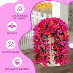 Artificial Bougainvillea Flowers for Outdoor Plant,4 pcs Faux Hanging Flowers Bougainvillea for Outside Decoration,Fake Silk UV Resistant Vines for Front Door Porch(Rose red+Fuchsia)