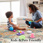 Lahome Moroccan 6x9 Rugs for Living Room, Soft Washable 6x9 Area Rug for Bedroom, Ultra-Thin Oriental Trellis Distressed Non Shedding Throw Large Carpet for Dining Room Office, Cream/Multi