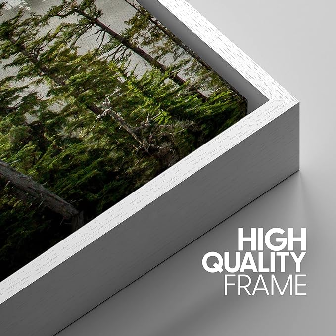 SIGNWIN 3 Piece Framed Canvas Wall Art Foggy Mountains Canvas Prints Home Artwork Decoration for Living Room,Bedroom - 16"x24"x3 White