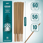 Cedar Incense Sticks (50 Sticks), 100% Natural sustainably harvested Cedar, Suitable for Yoga, Meditation, Relaxation, and Spiritual Purification