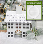 AuldHome Design Farmhouse Christmas Village Collection #2 w/Church, Barn and School (Set of 3, White); Candle Lantern Decorative Christmas Town Display
