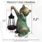 JOYBEE Garden Statues Cat with Solar Lantern Outdoor Decor-Cat Solar Figurines Lights Decorations for Patio Yard Lawn Ornaments-Gifts for Birthday Easter Housewarming