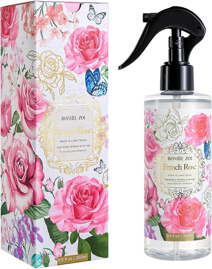 ROMIIE ZOI Linen & Room Air Freshener Spray Room Mist, with Natural Plant Extract, Rose Scent, 8.5 FL OZ.