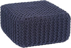 REDEARTH · Cube Low Pouf Foot Stool Ottoman - Hand Knitted Poof - Cord Boho Pouffe - Home Décor - Stuffed Footrest for Living Room - Nursery - Bedroom - Patio (16" x 16" x 8") - Navy Blue