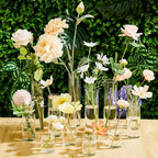 Bud Vases Set of 12 Tall Glass Cylinder Vases Clear Single Flower Glass Vase Bulk for Wildflower Party Centerpieces Wedding Decoration Floating Candle Holder Wedding Decor, 6 Sizes