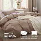 Bedsure Khaki Duvet Cover Twin/Twin XL Size - 2 Pieces Prewashed Cotton-Like Extra Soft Bedding Set, Includes 1 Twin Duvet Cover 68x90 Inches with Zipper Closure & 1 Pillow Sham, No Comforter