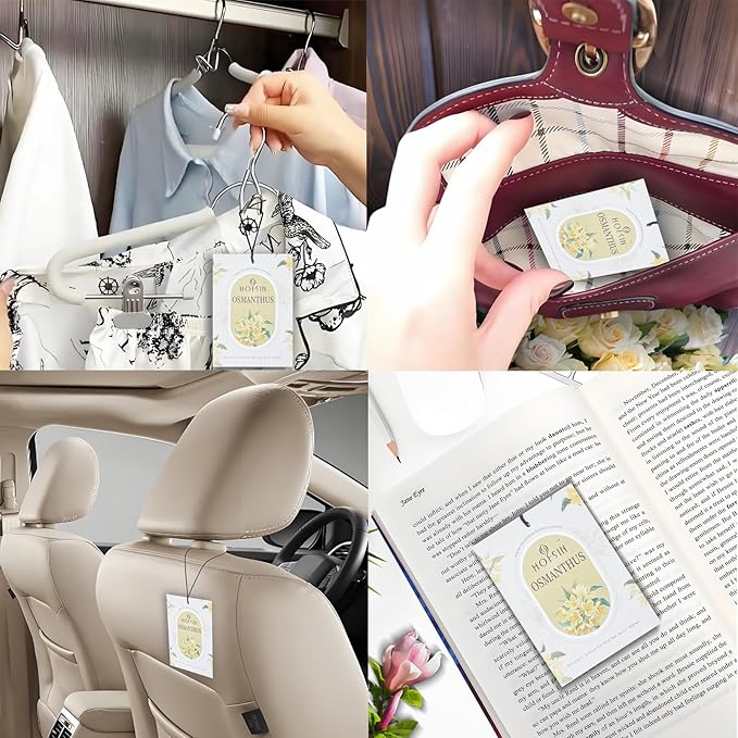 12 Packs Fragrance Bags with Hanging Strings, Air Freshener Deodorizer for Closet and Drawer,6 Scents Option- Lavender,Magnolia,Jasmine,Rose,Osmanthus,Gardenia (Osmanthus)