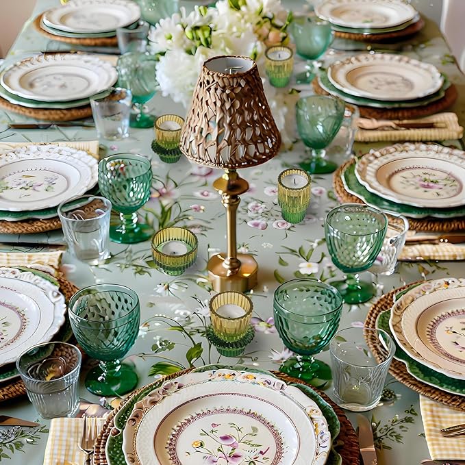 Double Sided Vintage Ribbed Taper Glass Candle Holders,Tea Candle Holder for Table Centerpieces, Wedding Decorations and Dinner Parties (Yellow Green, 3 PCS)