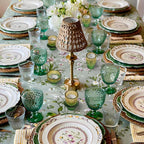 Double Sided Vintage Ribbed Taper Glass Candle Holders,Tea Candle Holder for Table Centerpieces, Wedding Decorations and Dinner Parties (Yellow Green, 6 PCS)