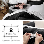 Bedsure Black Duvet Cover Queen Size - 3 Pieces Prewashed Extra Soft Bedding Set, Includes 1 Duvet Cover 90x90 Inches with Zipper Closure & 2 Pillow Shams, Comforter Not Included