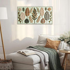 Boho Wall Art Chic Home Wall Art Modern Bohemian Feather Green Canvas Wall Art Decor For Apartment Dorm Living Room Bedroom Nursery Backdrop 20"W X 40"L Ready To Hanging