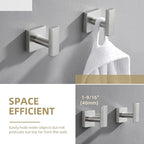 Angle Simple Bathroom Towel Hook 2 Pack, SUS304 Stainless Steel Bath Robe Holder, Modern Coat Hook Wall Mounted, Brushed Nickel