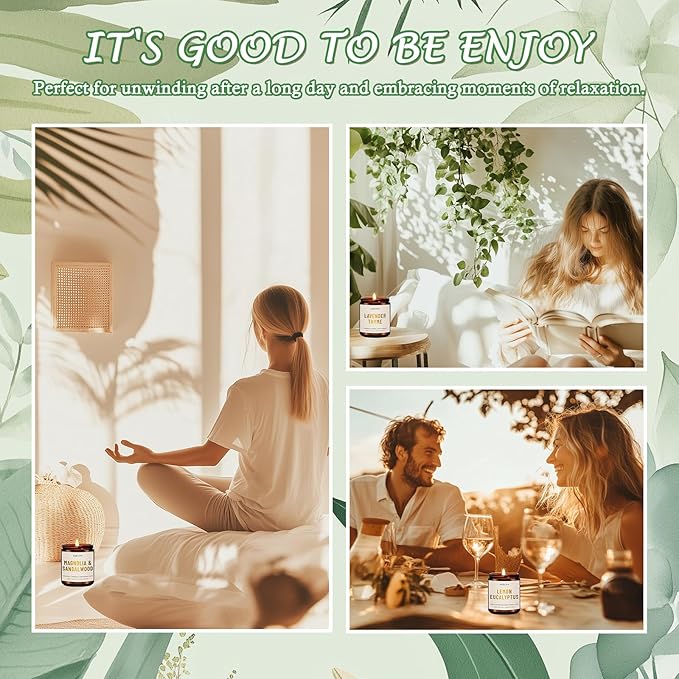 Scented Candles for Home - Lemon Eucalyptus Candle | Aromatherapy Candle Gift for Women & Men, Soy Candles for Home Scented - 7oz, Soy Wax