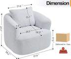 Luxlen Swivel Accent Chair with Pillow for Living Room, Teddy Fleece Upholstered Single Sofa, 360° Rotating Barrel Chair with Metal Base for Bedroom, Office, Apartment - White