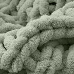 Battilo Chunky Knit Throw Blanket, Soft and Thick Chenille Throw Blanket, 50"x60" Handmade Cable Knit Crochet Blanket, Large Rope Knot Throw Blankets for Couch Sofa Bed Home Decor, Light Green