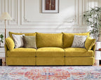 102.6" Modular Sectional Sofa, Oversized 3-Seater Couch with Removable Yellow Chenille Fabric Cover, Deep Seat & High Backrest for Living Room, Office & Apartment