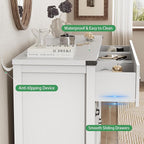 Dresser for Bedroom with 7 Drawers, 48" Wide Modern Chest of Drawers with Deep Drawers & Mental Handle, Wood Dresser TV Stand, Wooden Closet Storage Organizer for Living Room, Hallway, Entryway, White