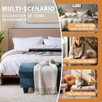 Ottoman Rectangular Storage Ottoman Bench, Flannel Footrest Stool Footstool with Lid for Living Room, Bedroom, Entryway, Lake Blue, 28.5"x19"x17.5"