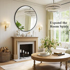 Fabuday Black Round Mirror 30 Inch - Large Circle Mirror for Bathroom, Living Room, Hallway, Entryway, Matte Aluminum Frame Circular Mirrors for Wall Decor