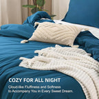 Litanika Teal Comforter Full Size, 3 Pieces Turquoise Lightweight Solid Bedding Comforter Set, All Season Fluffy Bed Set (79x90In Comforter & 2 Pillowcases)