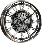 CLXEAST 21 Inch Large Moving Gear Wall Clock,Industrial Steampunk Decor,Decorative Wall Clock for Modern Farmhouse Living Room Decor,Gunmetal Silver Finish