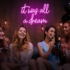 Kavaas It Was All A Dream Neon Signs 16.5" x 12.5", Pink It Was All A Dream Neon Light for Girly Room Decor Aesthetic | LED Dream Signs for Bedroom, Party, Bar, Salon, Bathroom