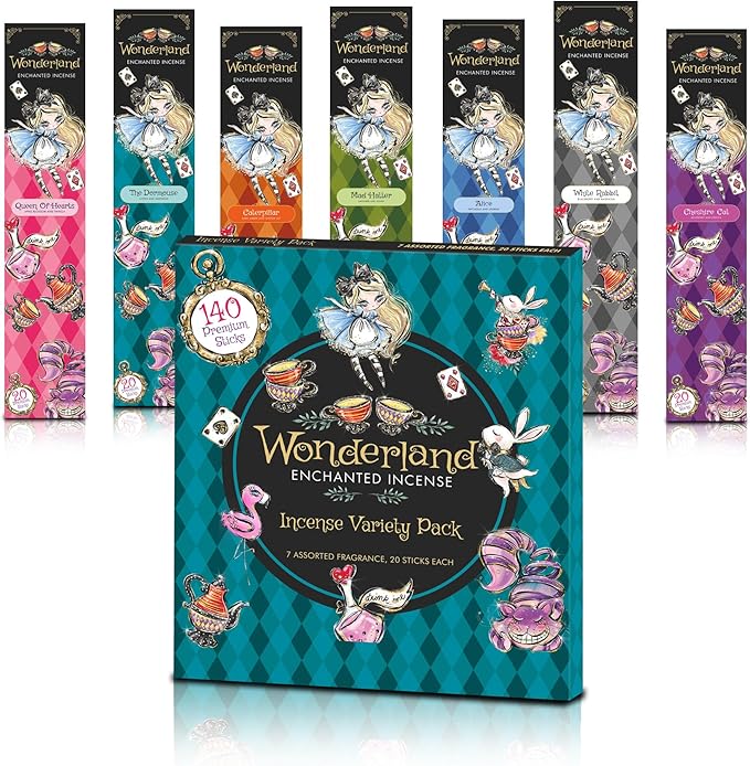 Mecka Wonderland Fantasy Incense Sticks Gift Set | 140 Insence-Sticks for a Whimsical Journey | 7 Enchanting Scents for Aromatherapy & Relaxation | Premium Slow Burn Long Lasting All Natural Insenses